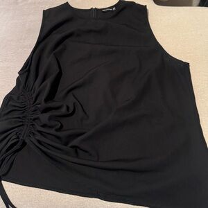 PrettyLittleThing Black Ruched Tank
